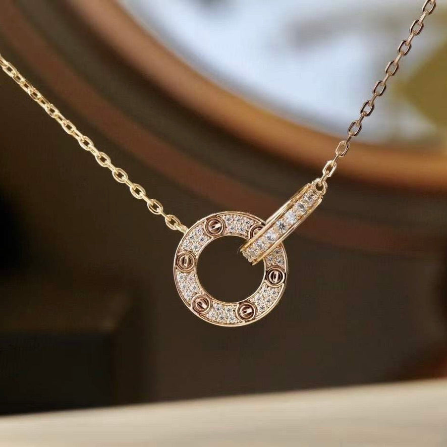 [Limara] LOVE  FULL DIAMOND PENDANT NECKLACE