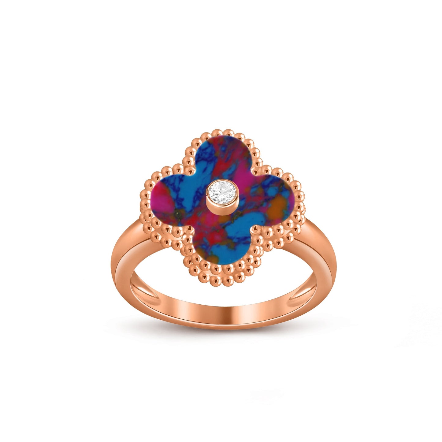 [Limara]LUCKY CLOVER DIAMOND-ACCENT ROSE GOLD RING COLLECTION