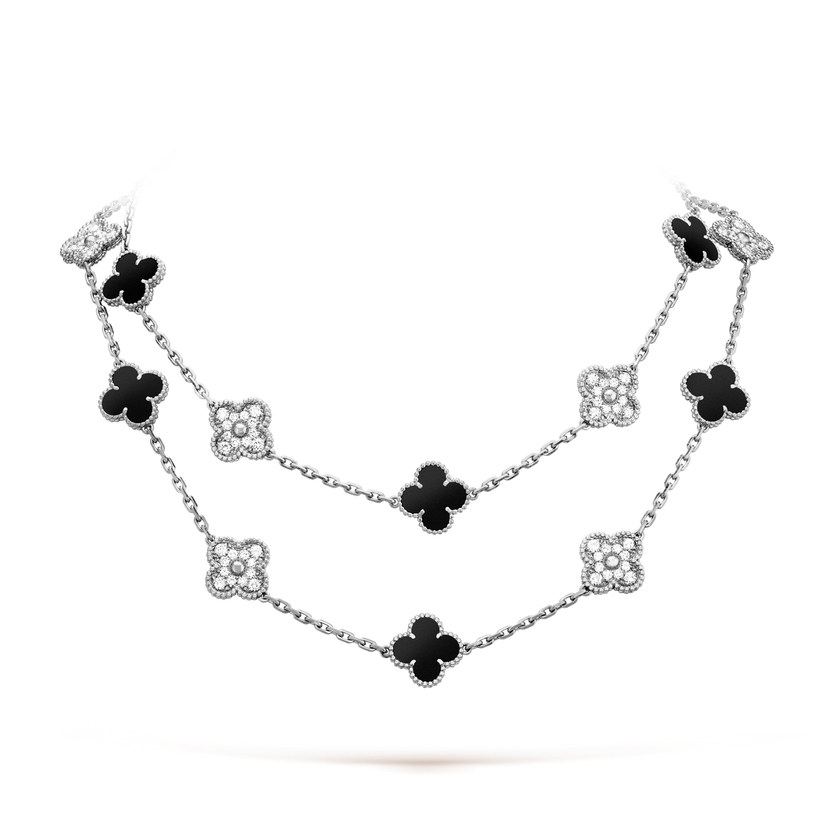 [Limara]CLOVER 20 MOTIFS ONYX DIAMOND SILVER