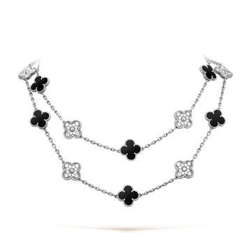 [Limara]CLOVER 20 MOTIFS ONYX DIAMOND SILVER