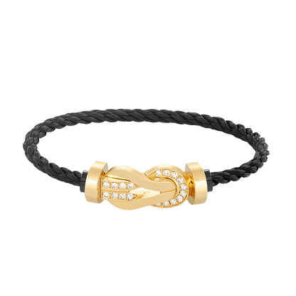 [Limara]LARGE 8-FIGURE BUCKLE HALF DIAMOND BRACELET - GOLD