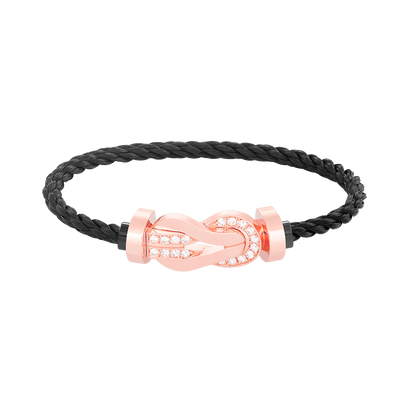 [Limara]LARGE 8-FIGURE BUCKLE HALF DIAMOND BRACELET - ROSE GOLD