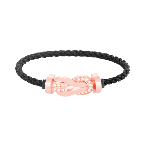[Limara]LARGE 8-FIGURE BUCKLE HALF DIAMOND BRACELET - ROSE GOLD
