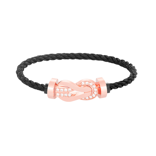 [Limara]LARGE 8-FIGURE BUCKLE HALF DIAMOND BRACELET - ROSE GOLD