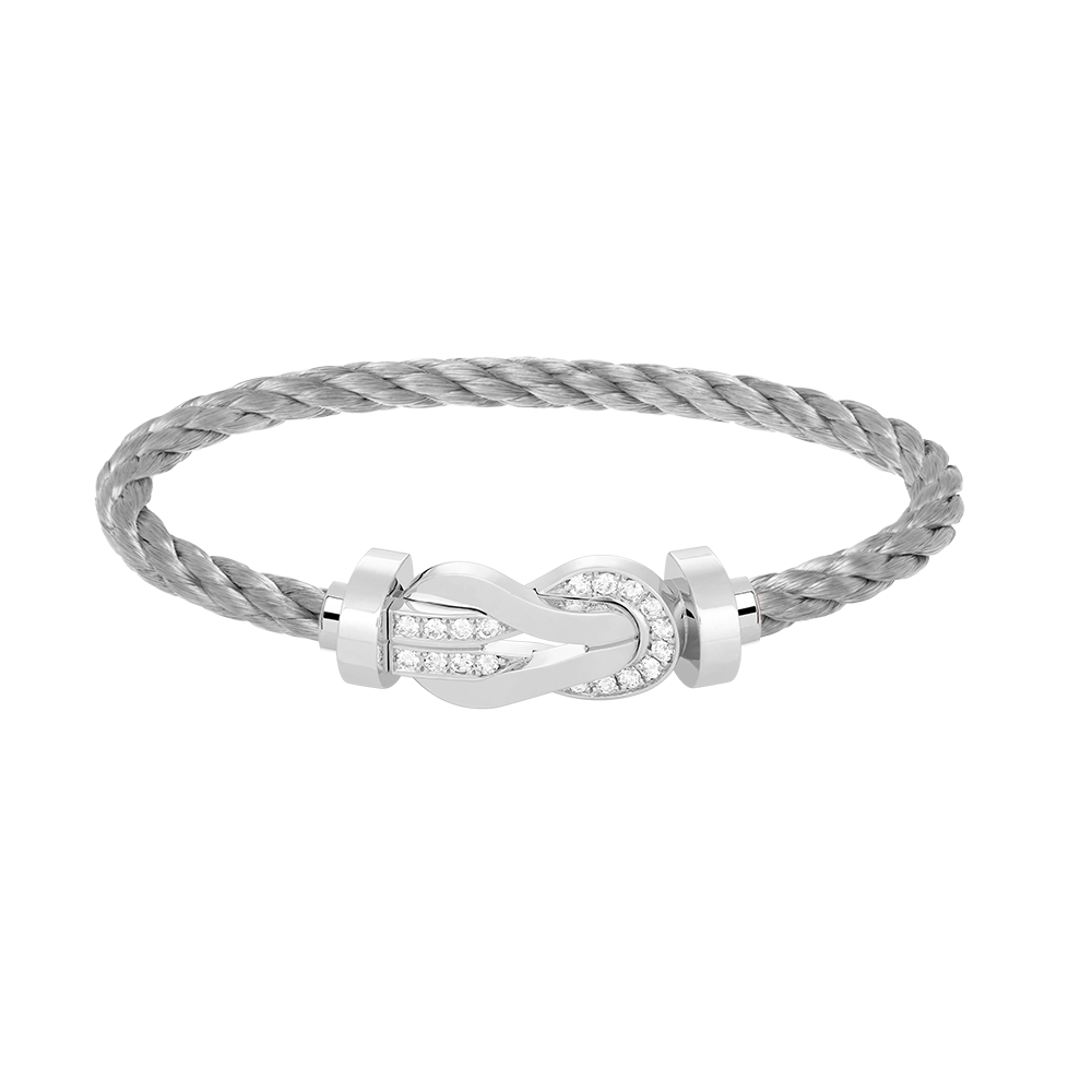[Limara]LARGE 8-FIGURE BUCKLE HALF DIAMOND BRACELET - WHITE GOLD