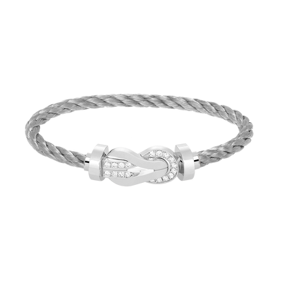 [Limara]LARGE 8-FIGURE BUCKLE HALF DIAMOND BRACELET - WHITE GOLD