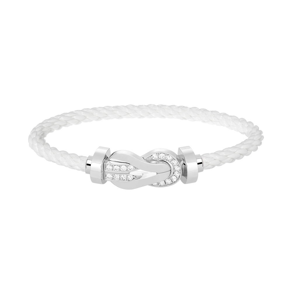 [Limara]LARGE 8-FIGURE BUCKLE HALF DIAMOND BRACELET - WHITE GOLD