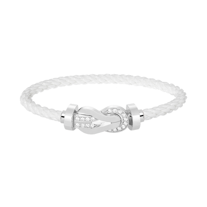 [Limara]LARGE 8-FIGURE BUCKLE HALF DIAMOND BRACELET - WHITE GOLD