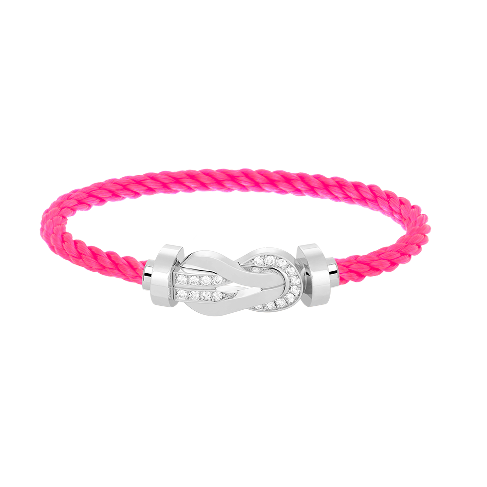 [Limara]LARGE 8-FIGURE BUCKLE HALF DIAMOND BRACELET - WHITE GOLD