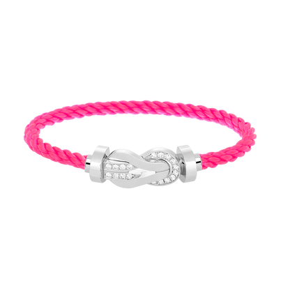 [Limara]LARGE 8-FIGURE BUCKLE HALF DIAMOND BRACELET - WHITE GOLD
