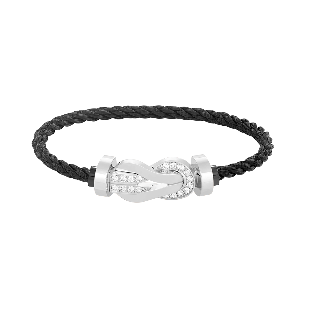 [Limara]LARGE 8-FIGURE BUCKLE HALF DIAMOND BRACELET - WHITE GOLD