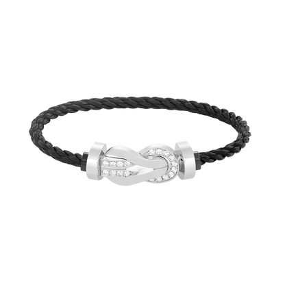 [Limara]LARGE 8-FIGURE BUCKLE HALF DIAMOND BRACELET - WHITE GOLD