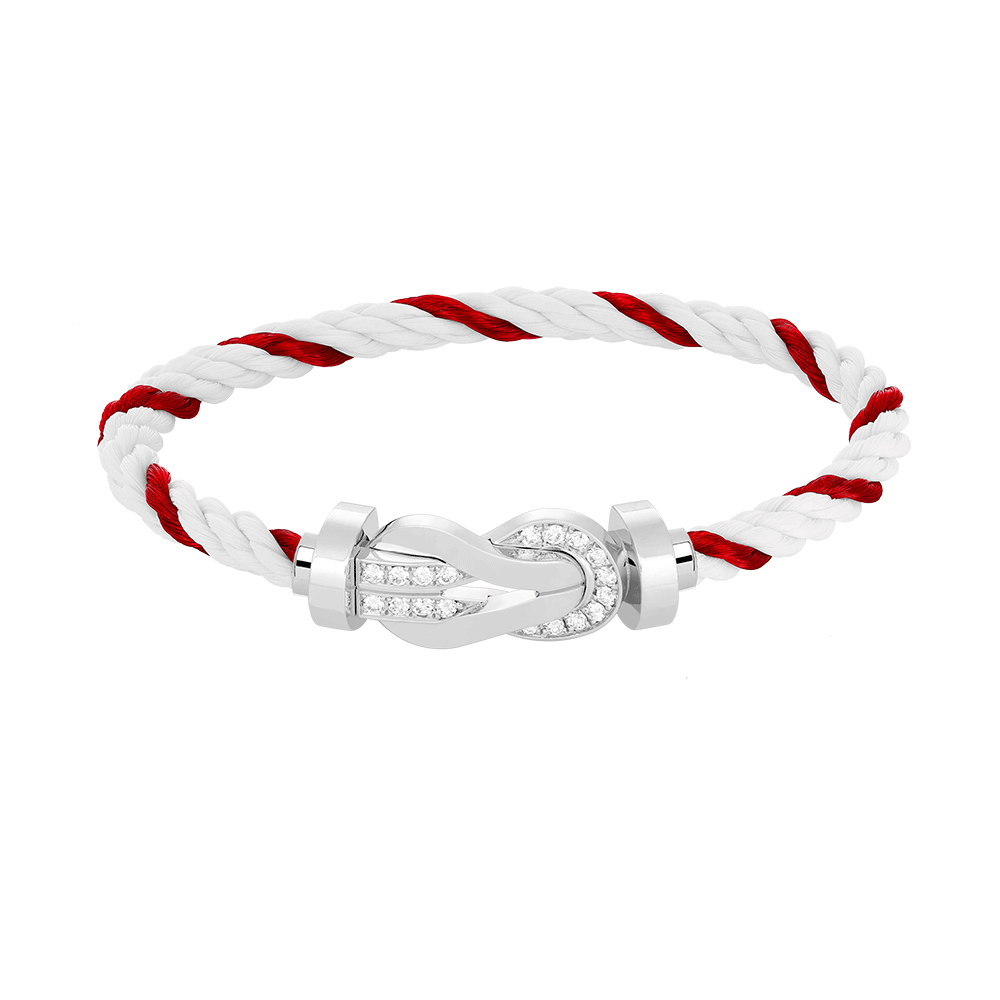[Limara]LARGE 8-FIGURE BUCKLE HALF DIAMOND BRACELET - WHITE GOLD