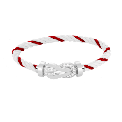 [Limara]LARGE 8-FIGURE BUCKLE HALF DIAMOND BRACELET - WHITE GOLD