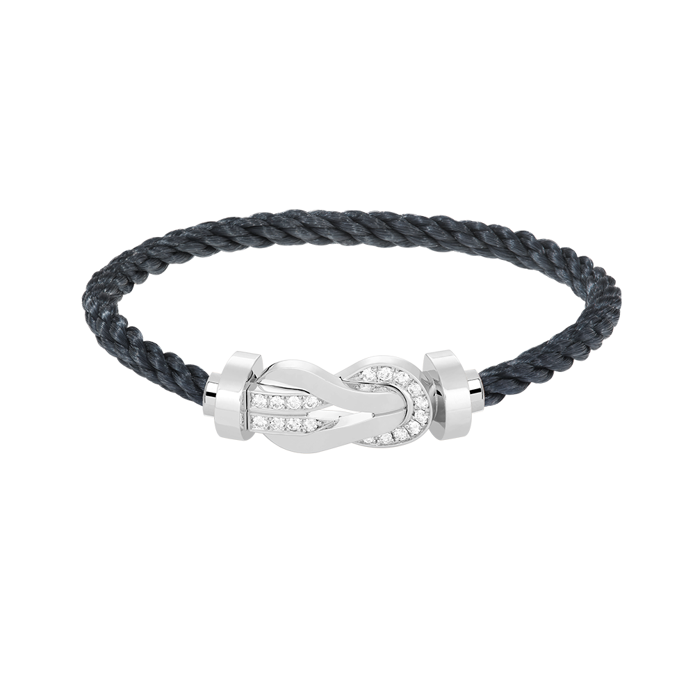 [Limara]LARGE 8-FIGURE BUCKLE HALF DIAMOND BRACELET - WHITE GOLD