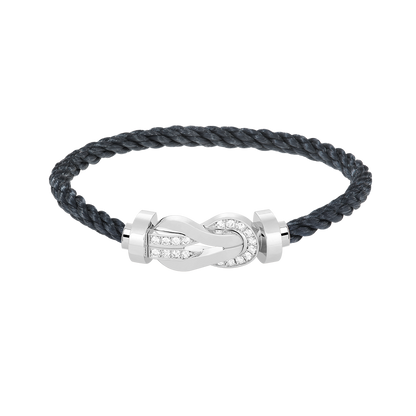 [Limara]LARGE 8-FIGURE BUCKLE HALF DIAMOND BRACELET - WHITE GOLD