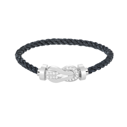 [Limara]LARGE 8-FIGURE BUCKLE HALF DIAMOND BRACELET - WHITE GOLD