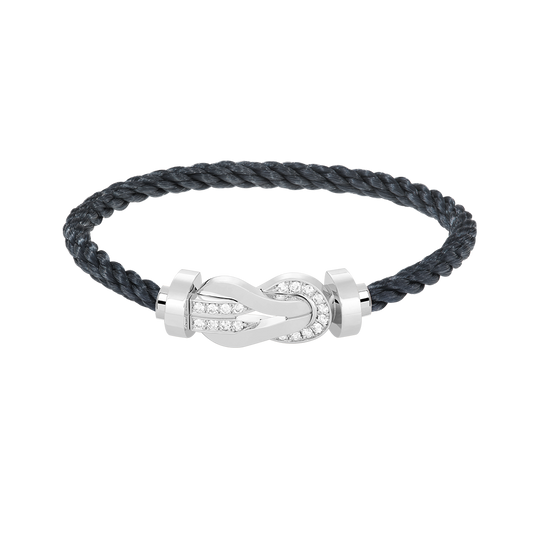 [Limara]LARGE 8-FIGURE BUCKLE HALF DIAMOND BRACELET - WHITE GOLD