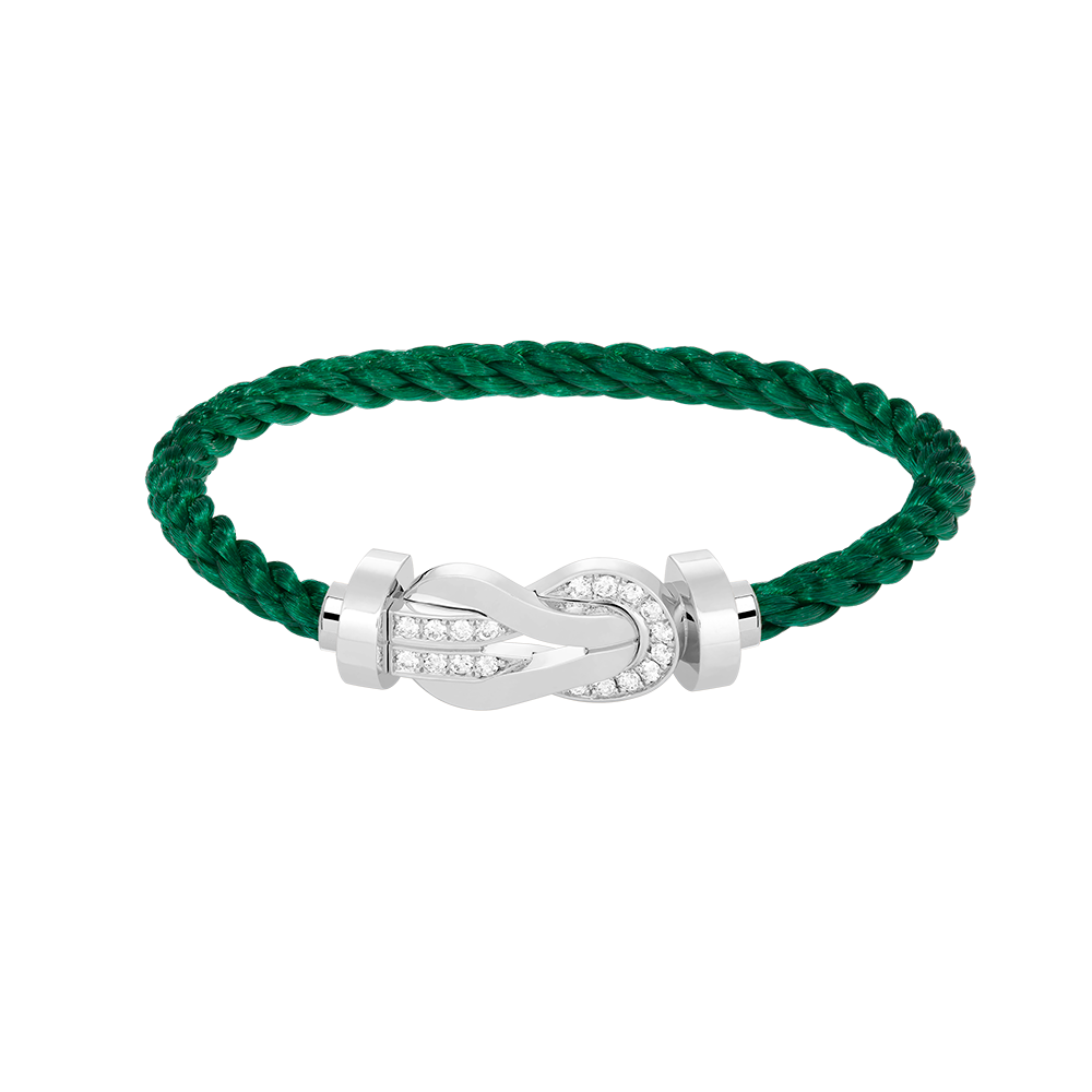 [Limara]LARGE 8-FIGURE BUCKLE HALF DIAMOND BRACELET - WHITE GOLD