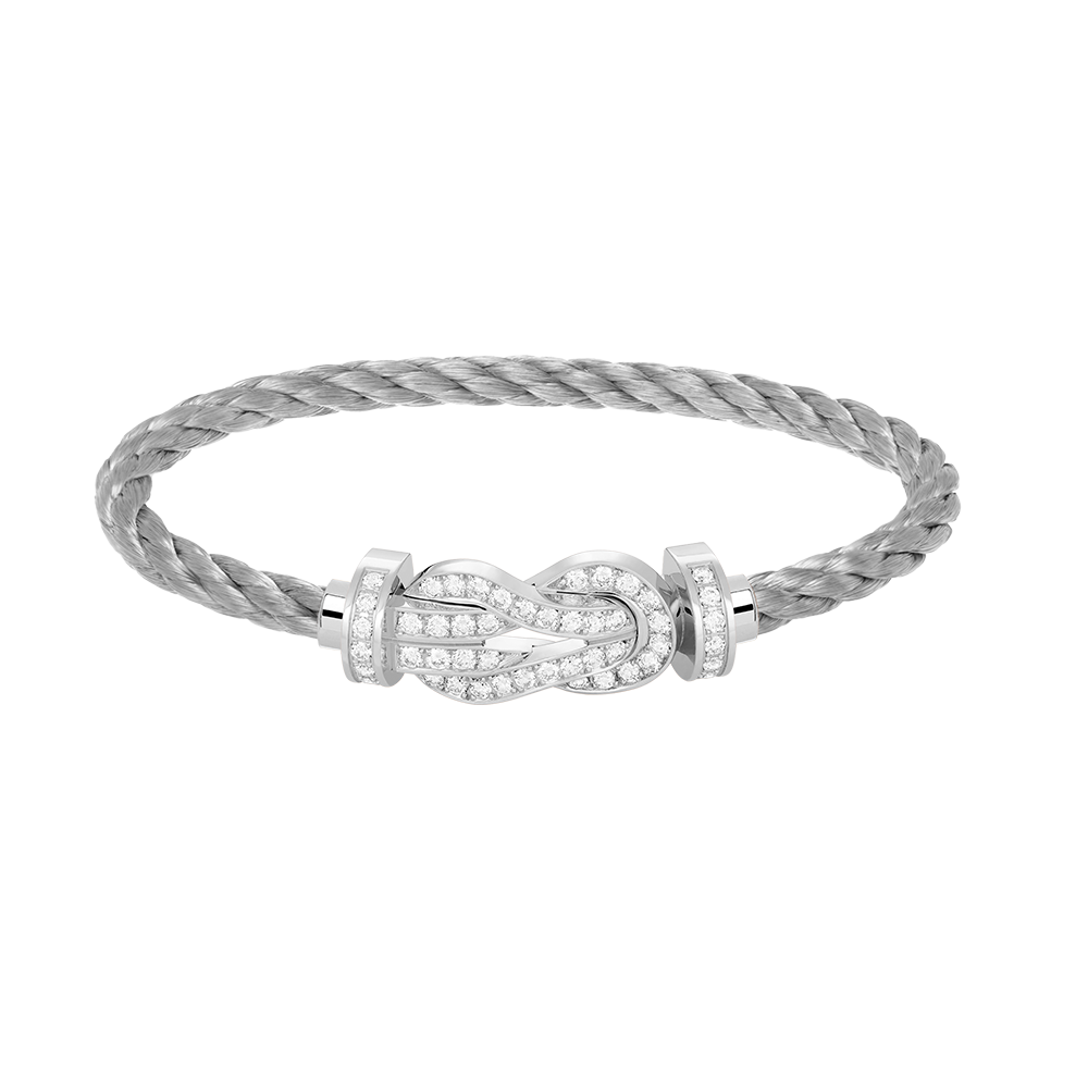 [Limara]LARGE 8-FIGURE BUCKLE FULL DIAMOND BRACELET -WHITE GOLD