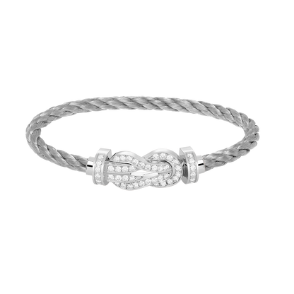 [Limara]LARGE 8-FIGURE BUCKLE FULL DIAMOND BRACELET -WHITE GOLD