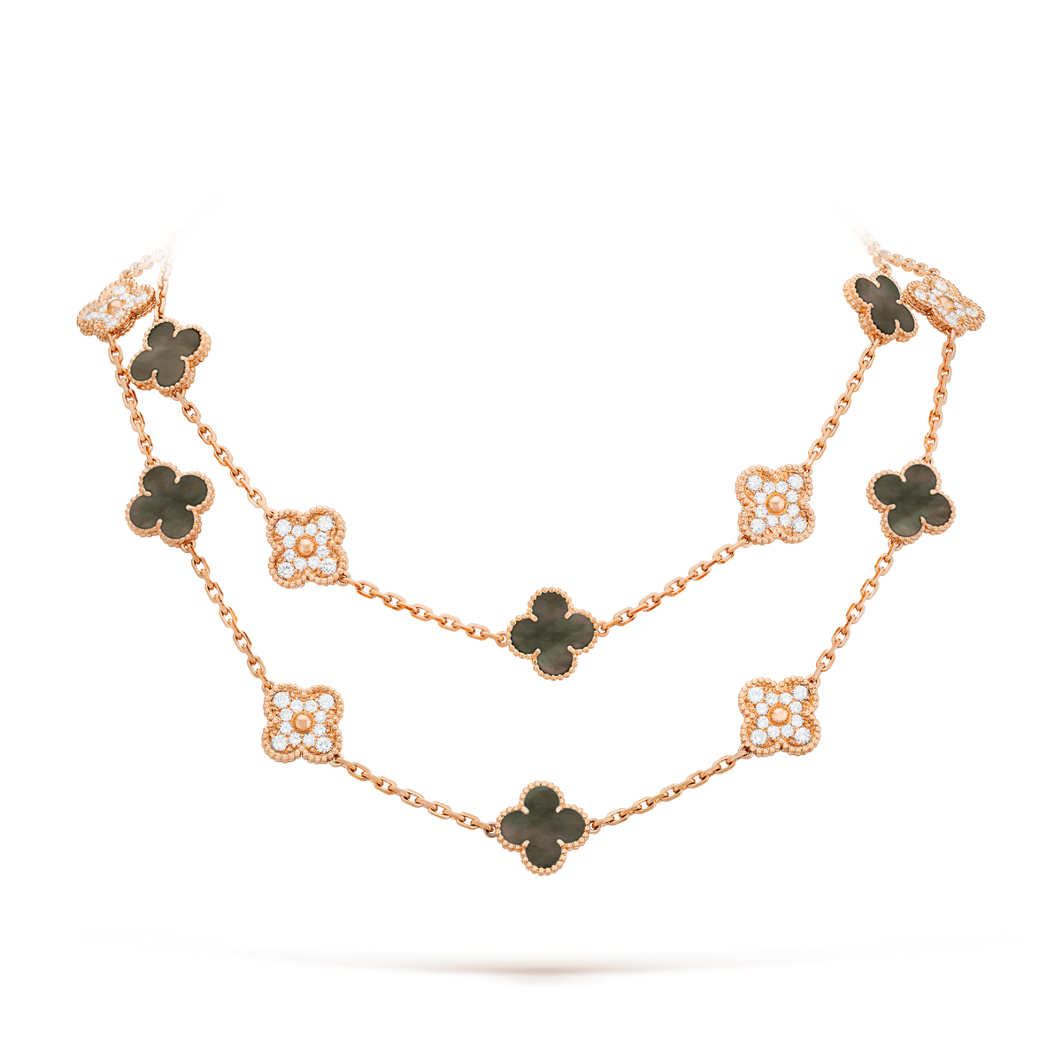 [Limara]CLOVER 20 MOTIFS DARK MOP DIAMOND  NECKLACE