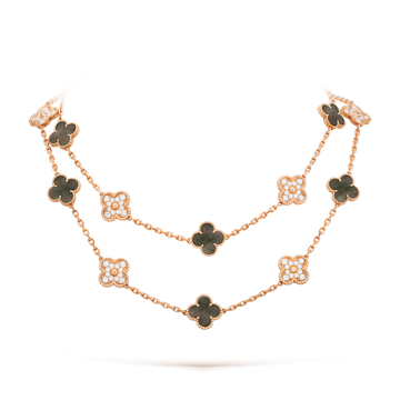 [Limara]CLOVER 20 MOTIFS DARK MOP DIAMOND  NECKLACE