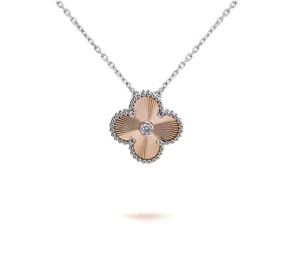 [Limara]15MM CLOVER FLOWER PENDANT NECKLACE WHITE GOLD COLLECTION
