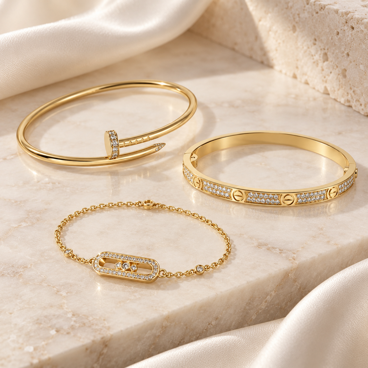 [Limara] LOVE & JUSTE Baby Move Diamond Bracelet Stack Set