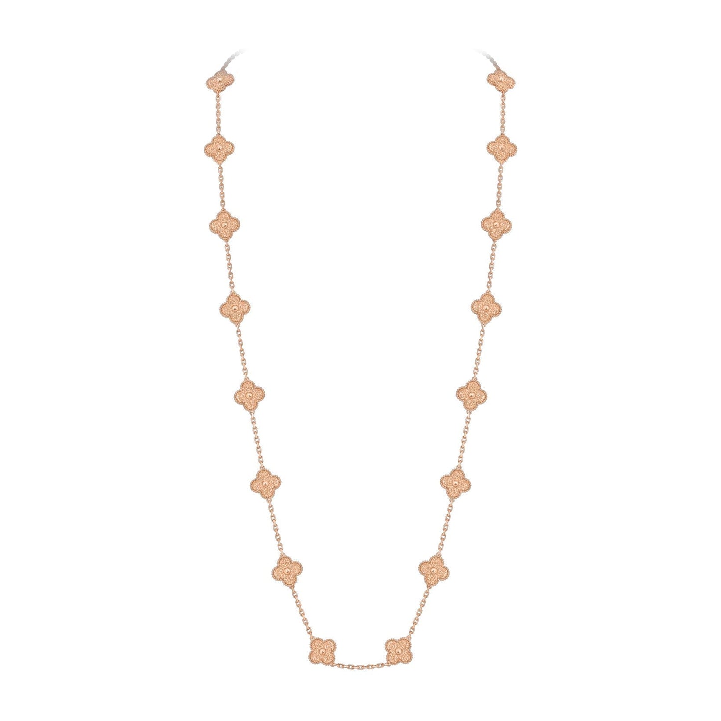 [Limara]CLASSIC 20-MOTIF LUCKY CLOVER LONG NECKLACE ROSE GOLD COLLECTION