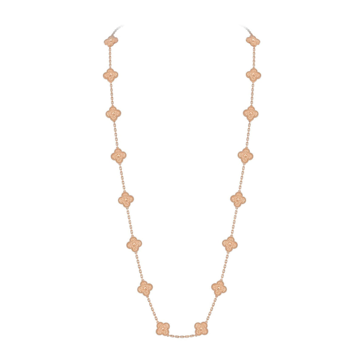 [Limara]CLASSIC 20-MOTIF LUCKY CLOVER LONG NECKLACE ROSE GOLD COLLECTION