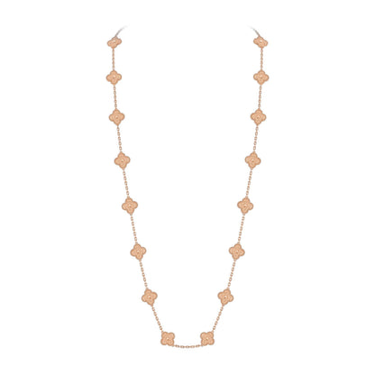 [Limara]CLASSIC 20-MOTIF LUCKY CLOVER LONG NECKLACE ROSE GOLD COLLECTION