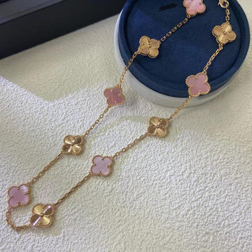[Limara]CLOVER 10 MOTIFS  LASER PINK MOP NECKLACE