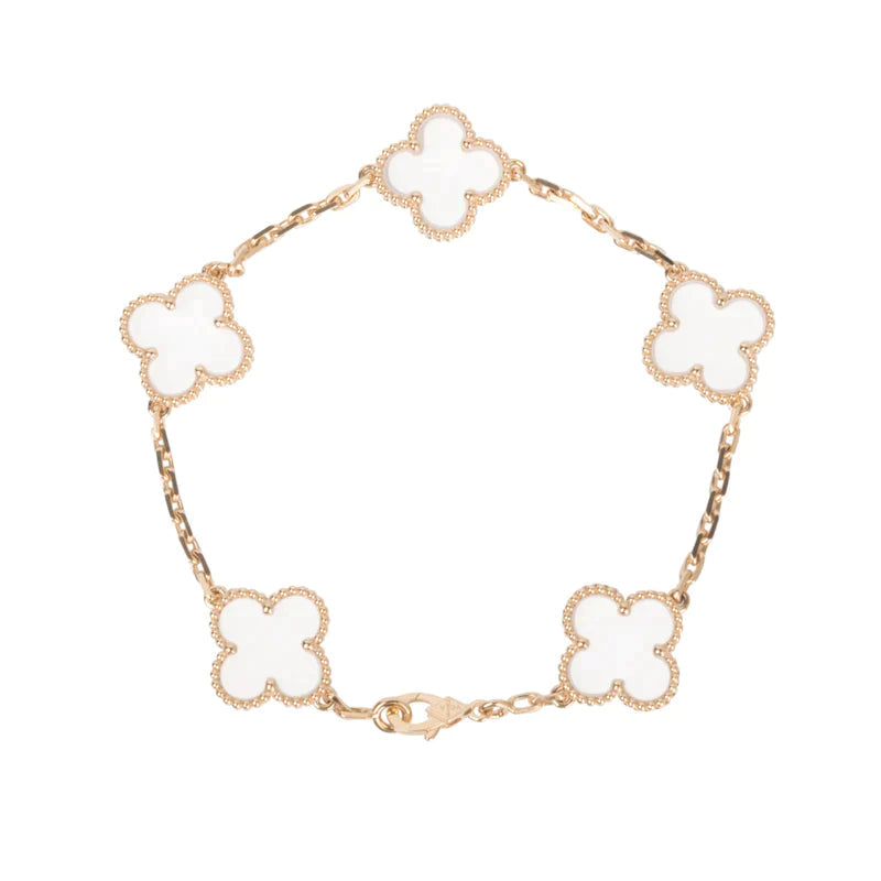 [Limara]CLOVER 5 MOTIF ROCK CRYSTAL BRACELET