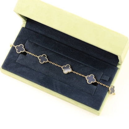[Limara]LUCKY CLOVER 5-MOTIF BRACELET - BLACK OXNY COLLECTION