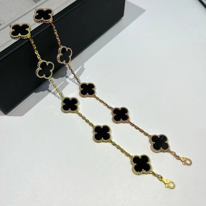 [Limara]LUCKY CLOVER 5-MOTIF BRACELET - BLACK OXNY COLLECTION