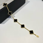 [Limara]LUCKY CLOVER 5モチーフブレスレット - BLACK OXNYコレクション