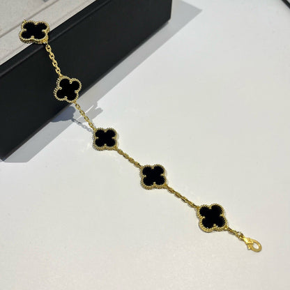 [Limara]LUCKY CLOVER 5-MOTIF BRACELET - BLACK OXNY COLLECTION