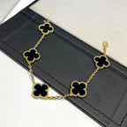 [Limara]LUCKY CLOVER 5モチーフブレスレット - BLACK OXNYコレクション