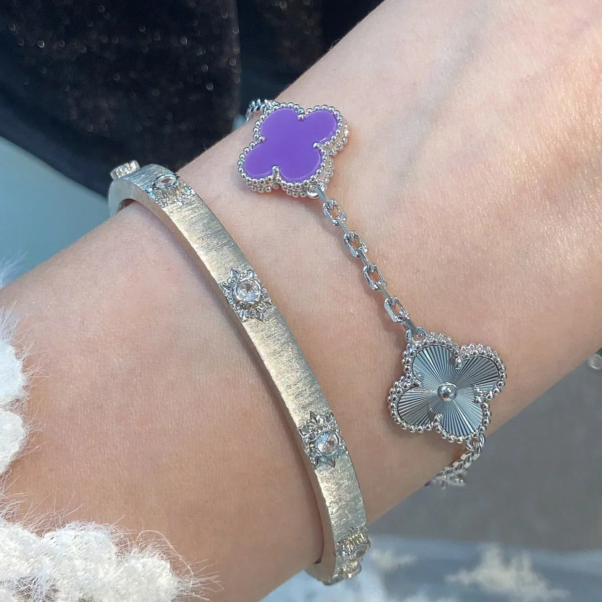 [Limara]LUCKY CLOVER 5-MOTIF BRACELET - VIOLET COLLECTION