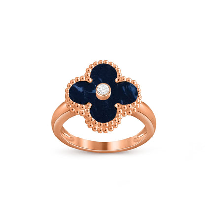 [Limara]LUCKY CLOVER DIAMOND-ACCENT ROSE GOLD RING COLLECTION