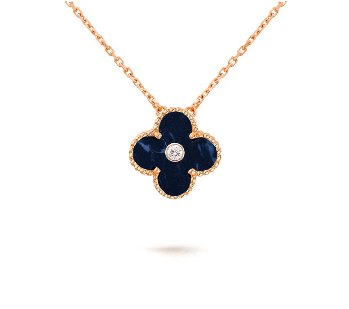 [Limara]15MM CLOVER FLOWER DIAMOND PENDANT NECKLACE COLLECTION