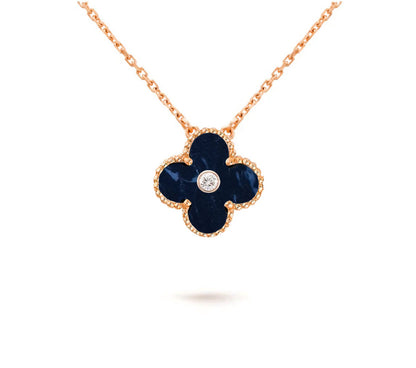 [Limara]15MM CLOVER FLOWER DIAMOND PENDANT NECKLACE COLLECTION