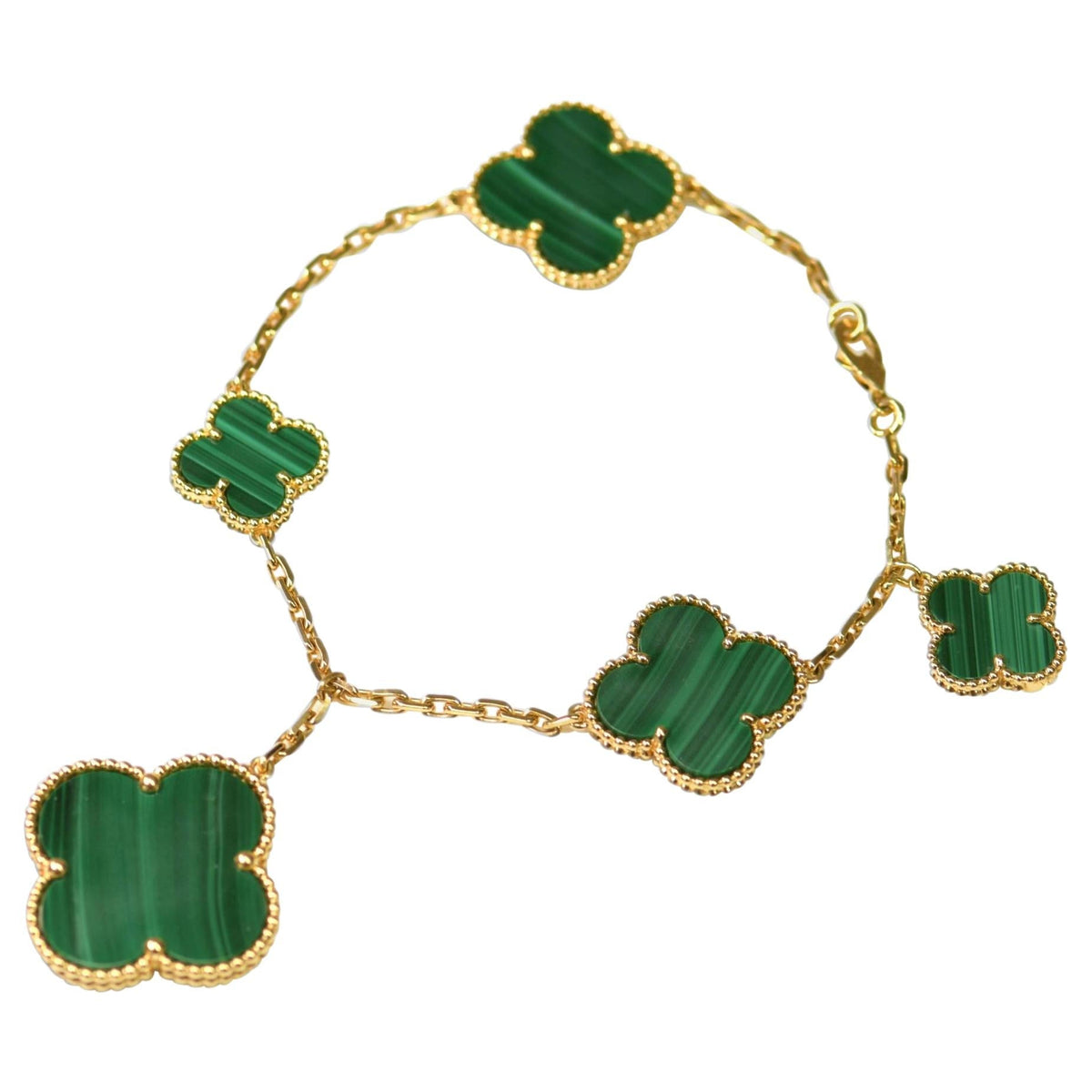 [Limara]MAGIC CLOVER MALACHITE GOLD BRACELET 5 MOTIFS