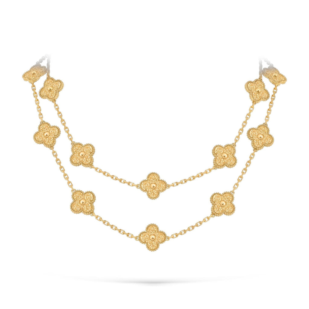 [Limara]CLASSIC 20-MOTIF LUCKY CLOVER LONG NECKLACE GOLD COLLECTION