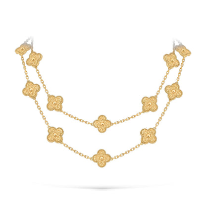 [Limara]CLASSIC 20-MOTIF LUCKY CLOVER LONG NECKLACE GOLD COLLECTION