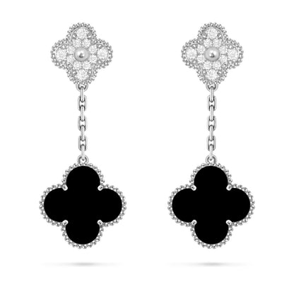 [Limara]CLOVER DUAL-MOTIF STATEMENT STUD EARRINGS - DOUBLE-CHARM COLLECTION