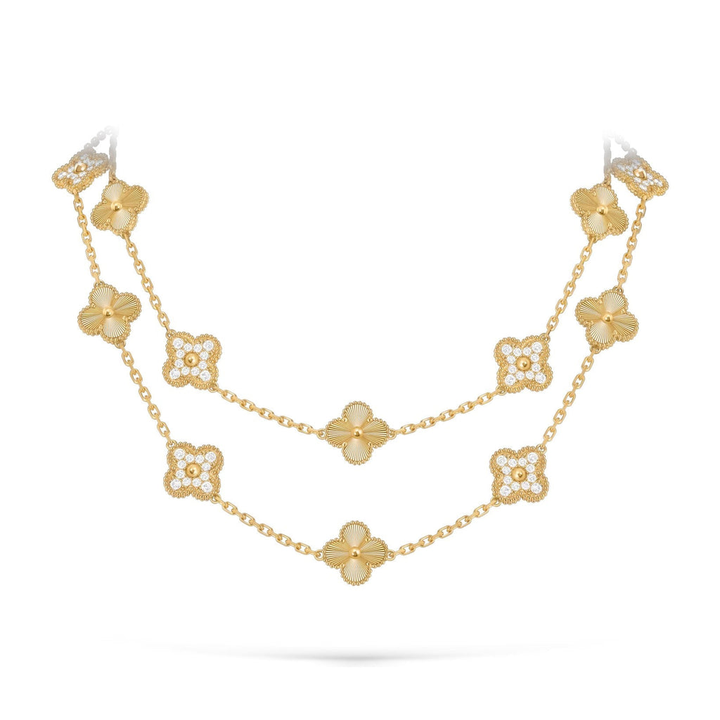 [Limara]CLASSIC 20-MOTIF LUCKY CLOVER LONG NECKLACE GOLD COLLECTION