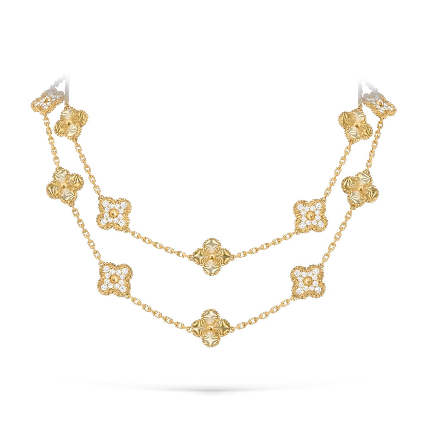 [Limara]CLASSIC 20-MOTIF LUCKY CLOVER LONG NECKLACE GOLD COLLECTION
