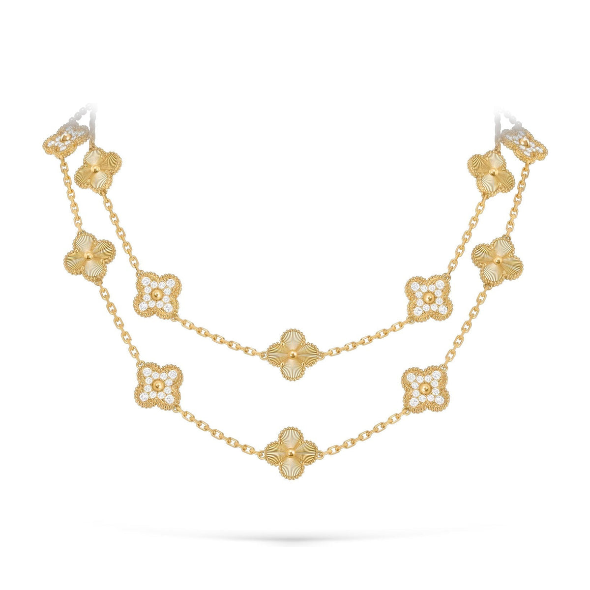[Limara]CLASSIC 20-MOTIF LUCKY CLOVER LONG NECKLACE GOLD COLLECTION